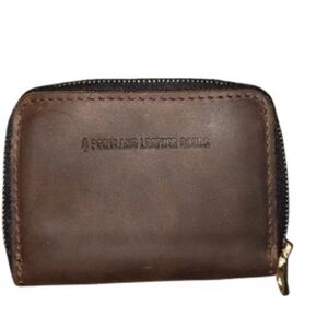 Portland Leather Goods Small Zip Wallet Canyon Dark Brown EUC